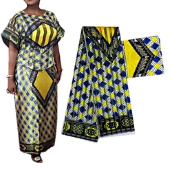 African Organza Silk Fabric with Chiffon Blouse, Digital Print Satin Fabric for Dress, New Style