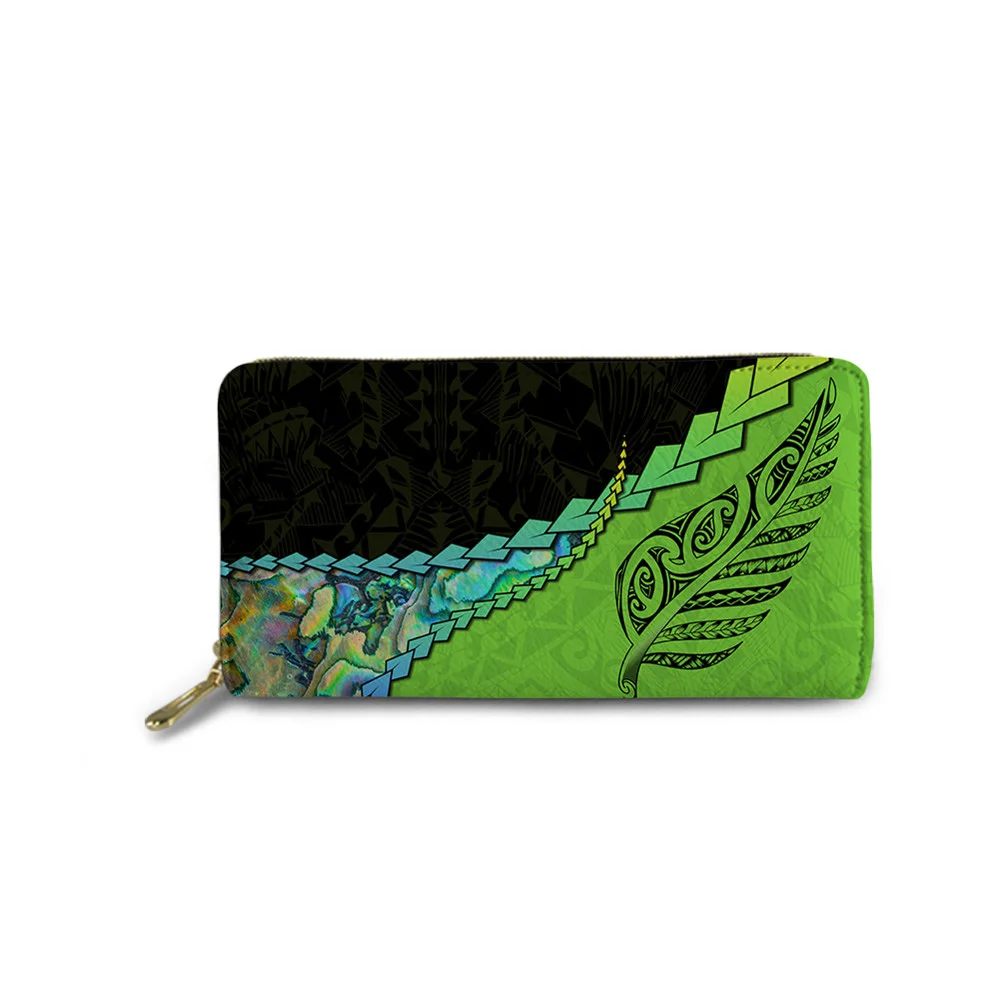 

Hawaiian Polynesian Leaf Design Women PU Wallet Tote Money Coin Bag Protable Lady Carry Credit Card Holder Bosla Hot