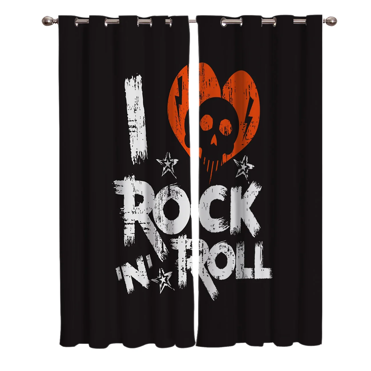 I Love Rock N Roll Loves Retro Party Art Window Curtains Curtains for Living Room Decorative Items Living Room