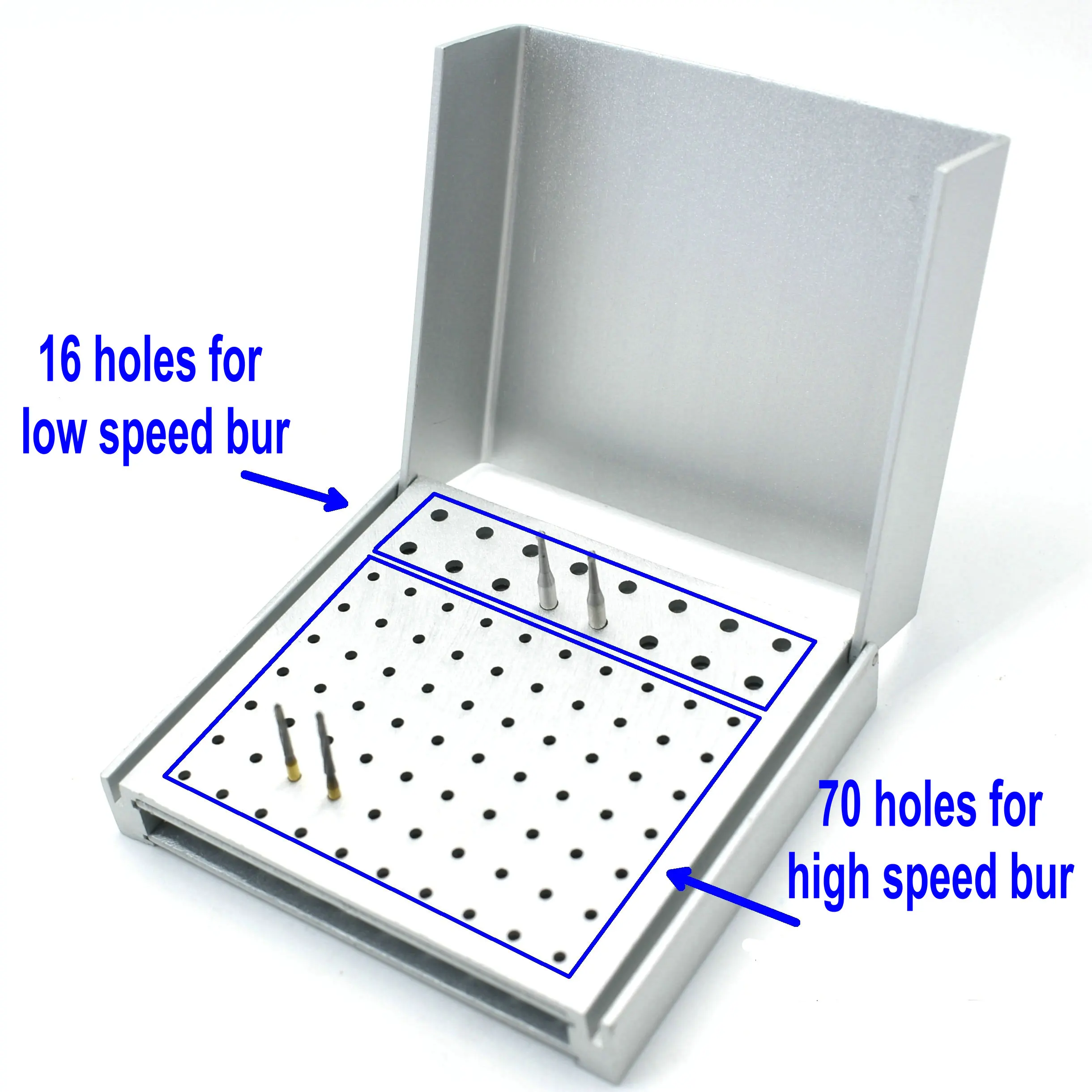 Caja Endo Dental de 86 orificios, soporte de limpieza, Autoclave, esterilizable de alta temperatura para fresas dentales de alta/baja velocidad