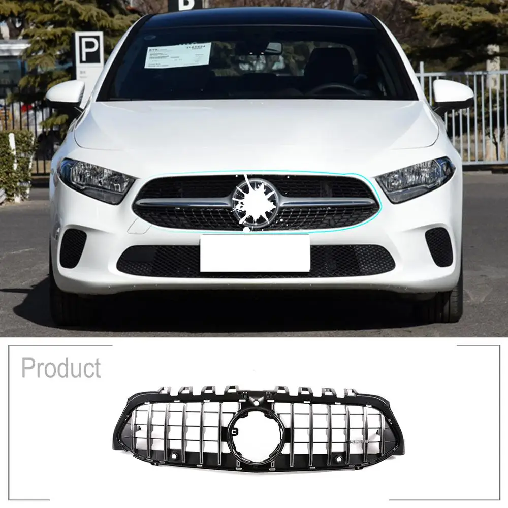 ABS Black-Silver AMG Replacement GT Sport Vertical Mesh Front Grills Trim For Benz A Class W177 A200 A180 A260 2019