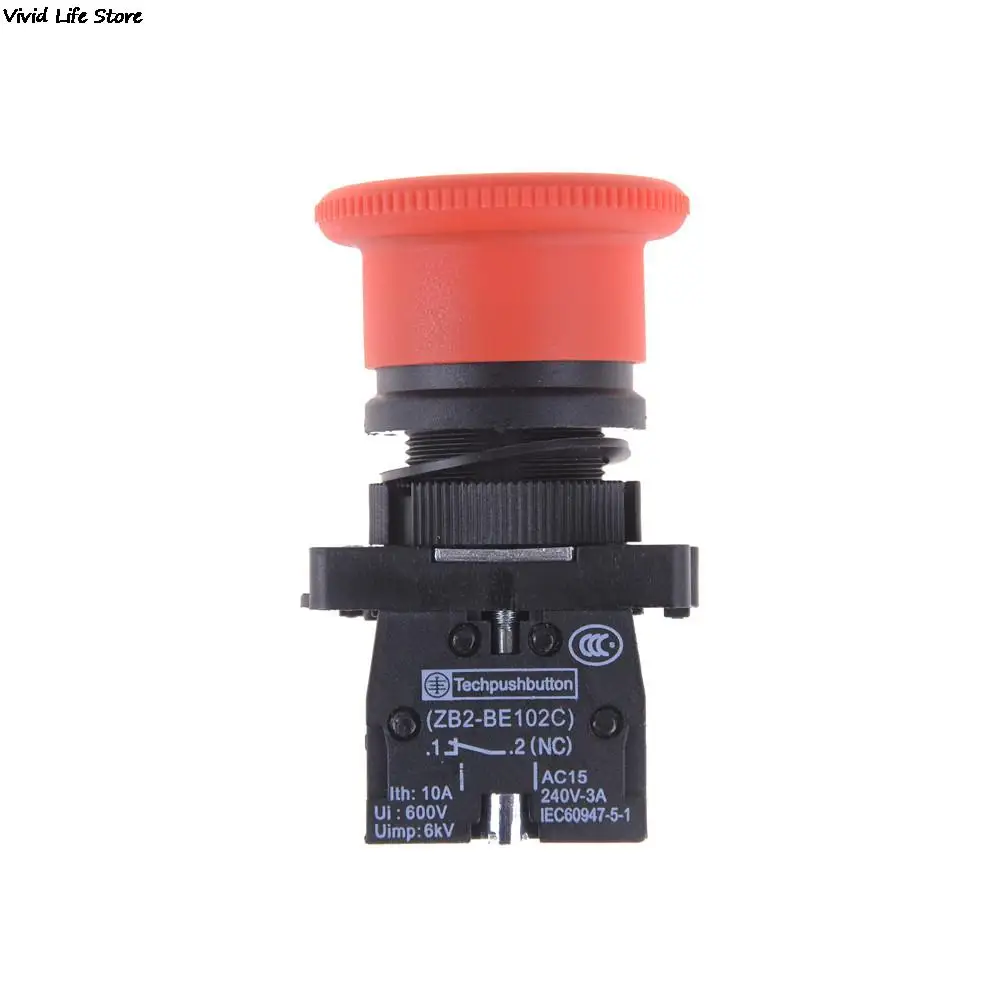 600V 10A Red Mushroom Emergency Stop Switch XB2-ES542 22mm NC N/C Push Button Switch For Arcade Game Machine