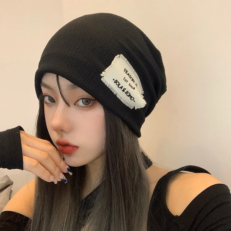 Spring Streetwear Skullies Beanies Fashion 2024 Autumn Hats For Women Beanie Thin Applique Korea Cool Slouchy Hip Hop Skullcap