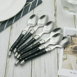 6''  Stainless Steel Laguiole Tea Spoon Small Coffee Spoons Black Flatware Dessert Fruit Mixing Spoon Ice Cream Scoop 4-10pcs