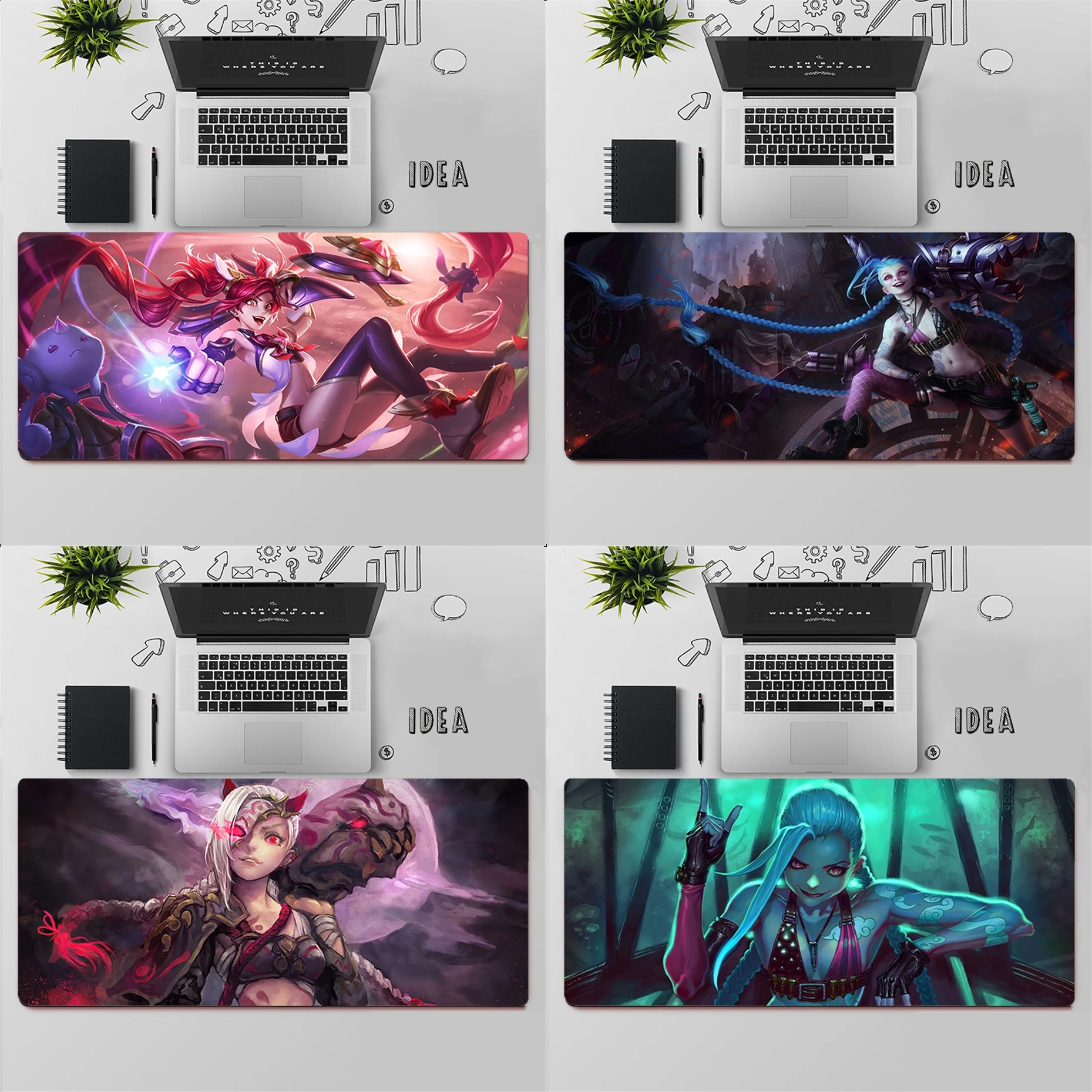 tapete de mesa grande teclado mousepad liga das lendas jinx xxl mause tapete de mesa grande mouse pad 01