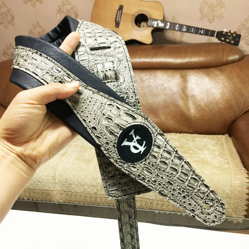 Foreign Trade New High-end Crocodile Guitar Strap Acoustic  Electric  Bass Student Performance Rock Universal