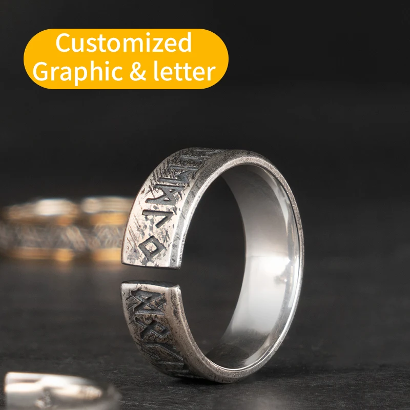 Nordic Mythology Viking Runes 925 Sterling Silver Ring