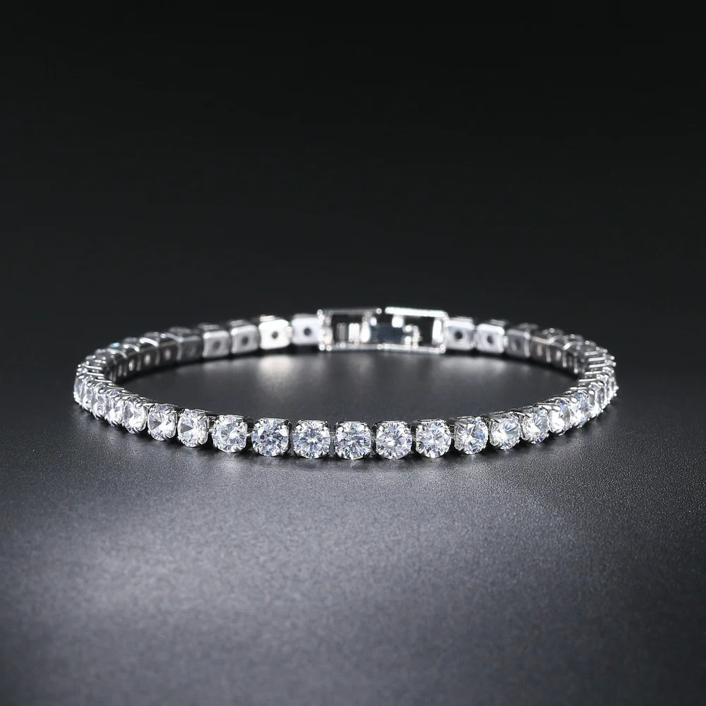 Hip Hop Punk Tennis Bracelet For Women Men Dazzling 4/5mm Zircon Crystal Hand Chain Wedding Gift Wholesale Fashion Jewelry H027