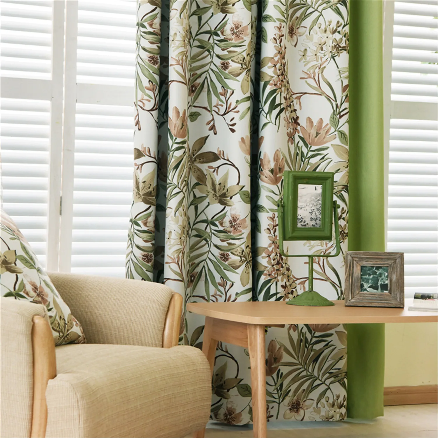 European style Floral Printing blackout Curtains for Living Room Bedroom Kitchen Printed Flower Window Drapes