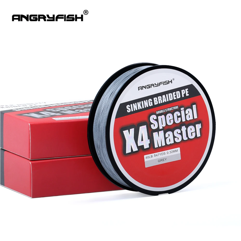 Angryfish X4 500M Master Series 4+1 Fast Sinking Braided Line Double Structre Smooth Strong tension Braided PE 12-80LB