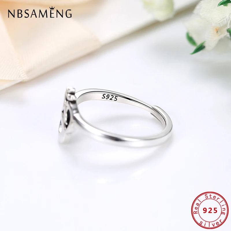 100% 925 Sterling Silver Ring Om Symbol Adjustable Finger Rings For Women Gift Luxury Fine Jewelry