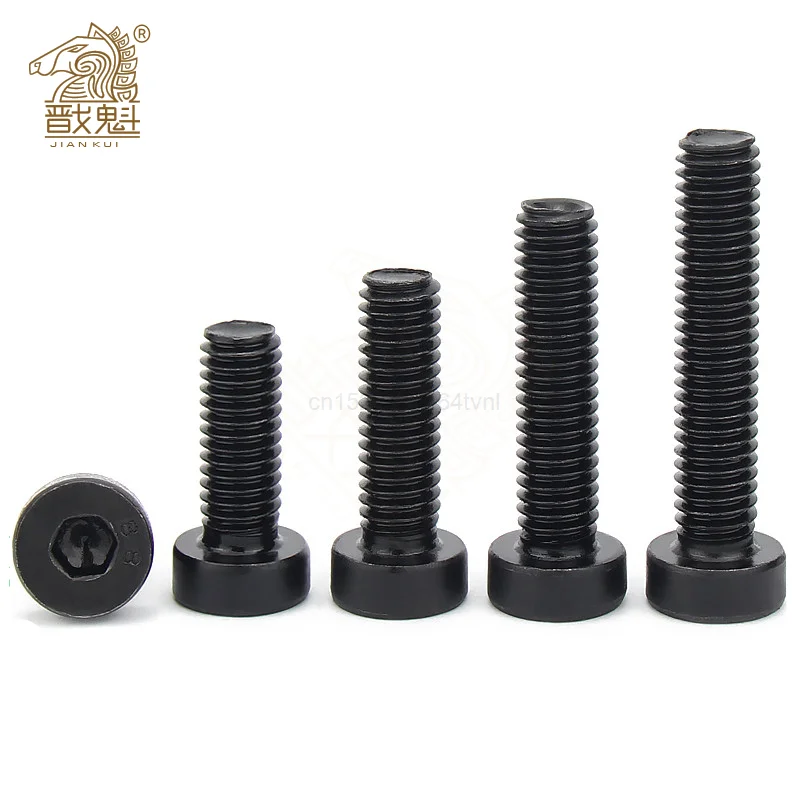 DIN7984 M3 M4 M5 M6 M8 M10 M12 Grade 8.8 steel Black Hex Hexagon Socket Thin Low Short Profile Head Allen Cap Screw Bolt B166