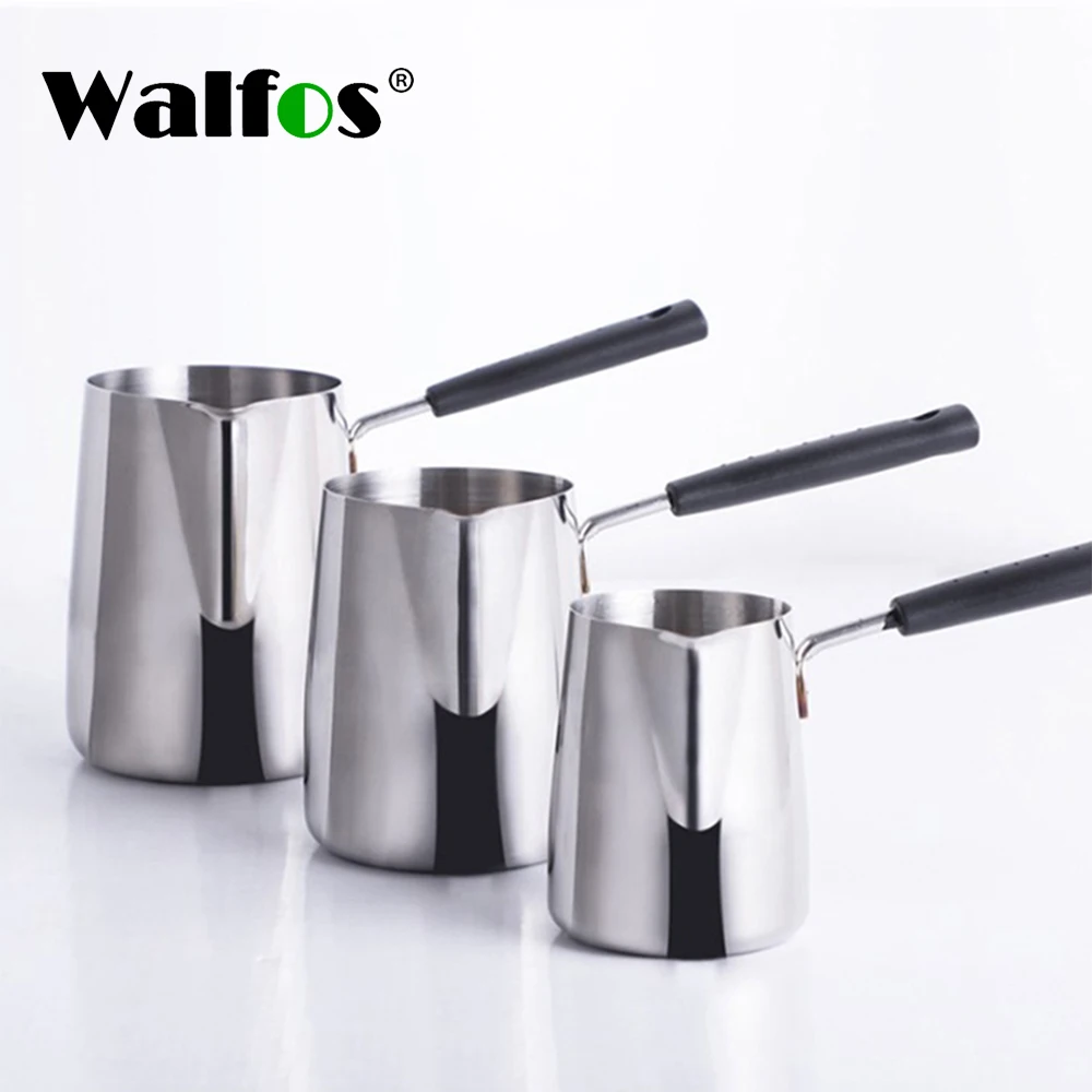 Walfos Long Handle Wax Melting Pot DIY Candle Soap Melts Pot Scented Wax Melts Metal Coffee Toroid Pitcher