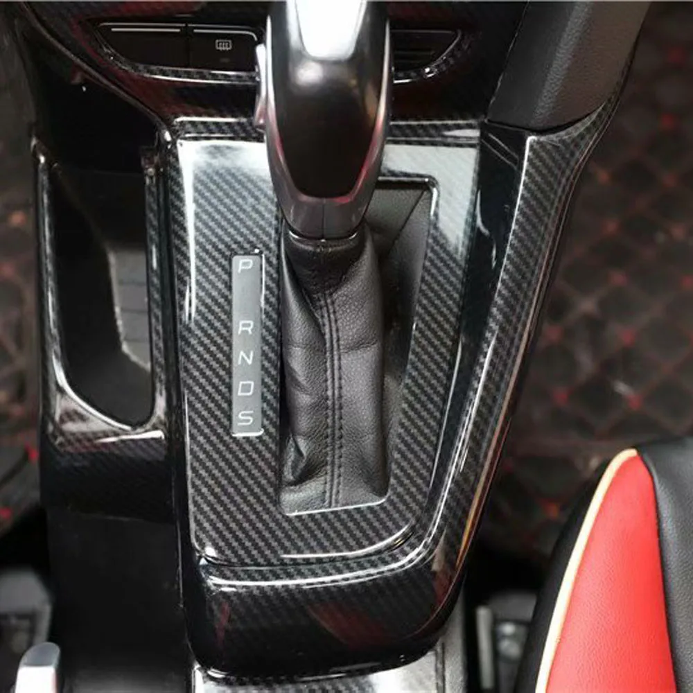 For Ford Focus 2012 Car Gear Shift Panel Decoration Trim Styling ABS Carbon Fiber Style Auto Moldings