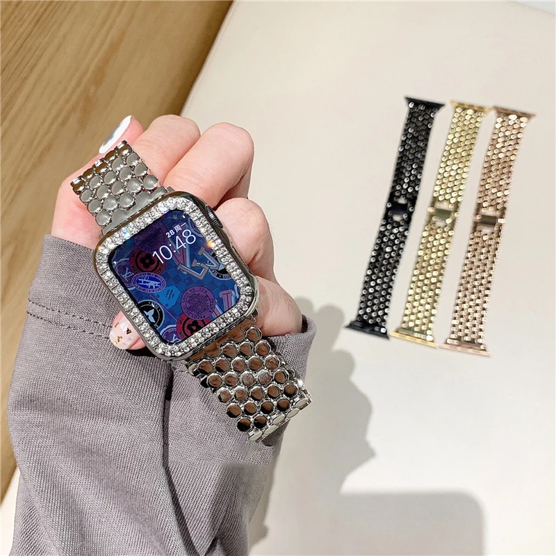 For Apple watch fish scale strap of 42mm 44mm 38mm 40mm 41mm 45mm 49mm metal strap for Apple watch series 8 7 SE 6 5 4 3 2 1