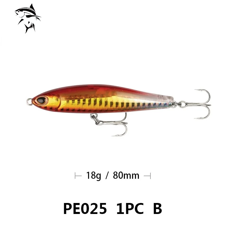 Hot Item New Pencil Fishing Lure 18G 80MM 10 Colors Professional Floating Hard Bait PE025 Carp Fishing Tackles