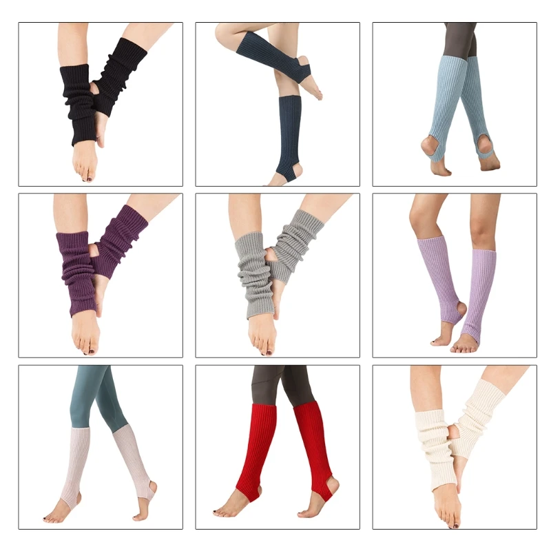 Stirrup Leg Warmers Boot Cuffs Ribbed Knit Toeless Dance Yoga Knee High Socks 1XCA