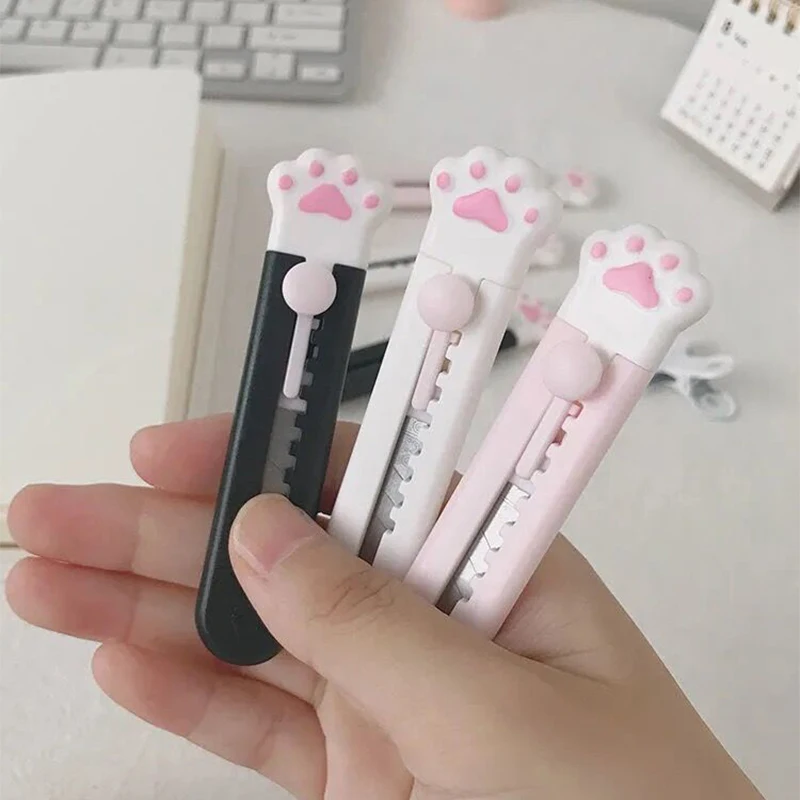 Mini herramientas de adorable garra de gato de papel tapiz para estudiantes de escuela, Mini herramientas de cuchilla para arte de bricolaje,