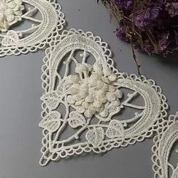 10 pezzi di cotone cuore fiore pizzo ricamato nastro di pizzo abito da sposa fatto a mano forniture per cucire artigianale grigio bianco oro rosa