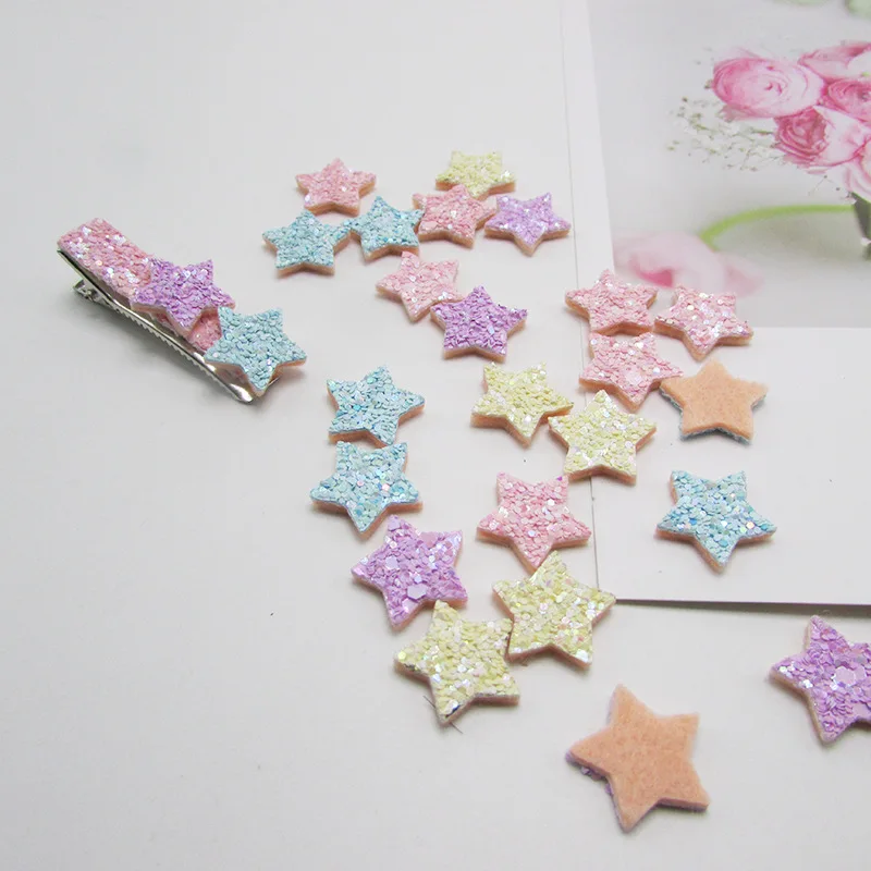 50 sztuk/partia 2cm glitter star klocki łatki aplikacje dla Craft ubrania akcesoria do szycia DIY akcesoria do włosów