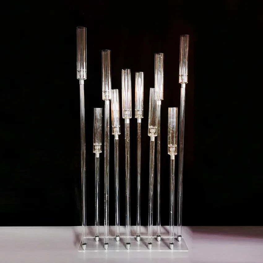 Acrylic Candle Holders for Center Table Decoration, Hollow Tube, Candelabrum, Wedding Flower Stand, 5 Heads, 8 Heads, 10 Heads