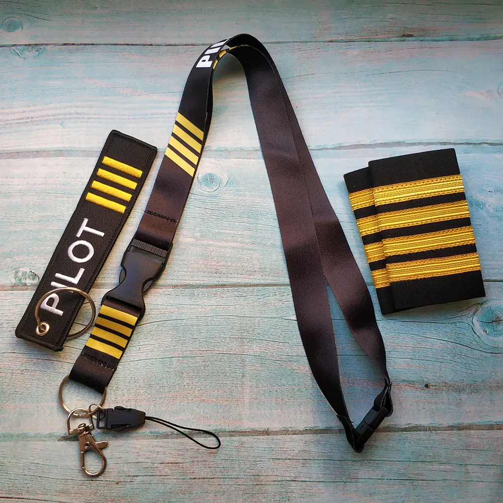 MiFaViPa 3 PCS Pilot Lanyards Epaulets Keychain Fashion Trinket Flight Crew Aviation Gift Key Chain AIRBUS Sleutelhanger