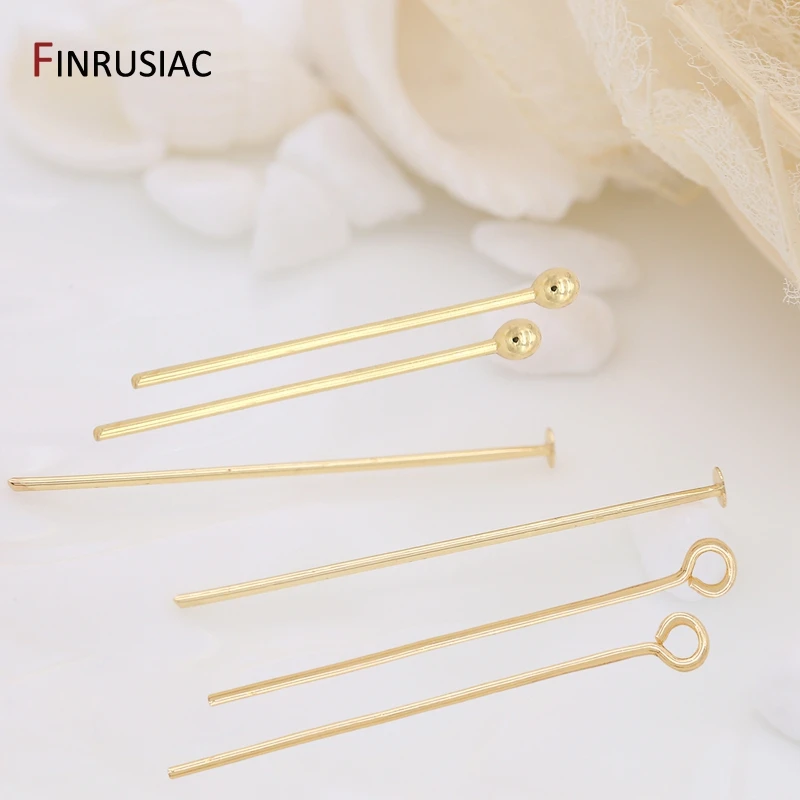 Multiple Specifications Of 14K Real Gold-Plated Ball/Flat /Eye Head Pins For Jewelry Making,DIY Jewelry Pin Supplies Wholesale