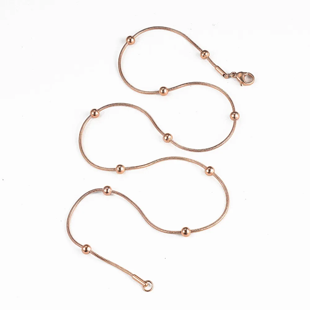1 Stück, Breite 1,2 mm, Schlangenkette, runde Perlenkette & Gliederhalsketten, Schmuck, Edelstahl-Choker-Halskette für Damen, Collier – Detail 5
