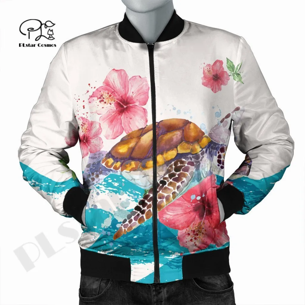 Men/Women Winter Turtle Polynesian 3DPrint Autumn Zipper Flight Jacket Unique Casual Unisex Harajuku Thick Coat Streetwear -10