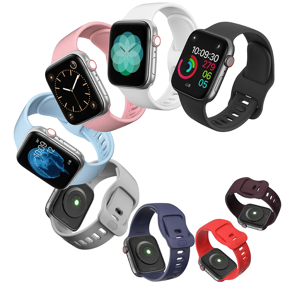 For Apple Watch Silicone Band Sport Strap 44mm 40mm 42mm 38mm for iWatch Series 1 2 3 4 5 Bracelet Wriststrap Watchband