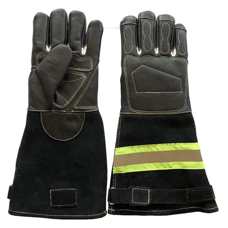 New 2023 Lengthened Fire Rescue Gloves Wear-Resistant Durable Cowhide Flame Retardant Protective Reflective-Gloves