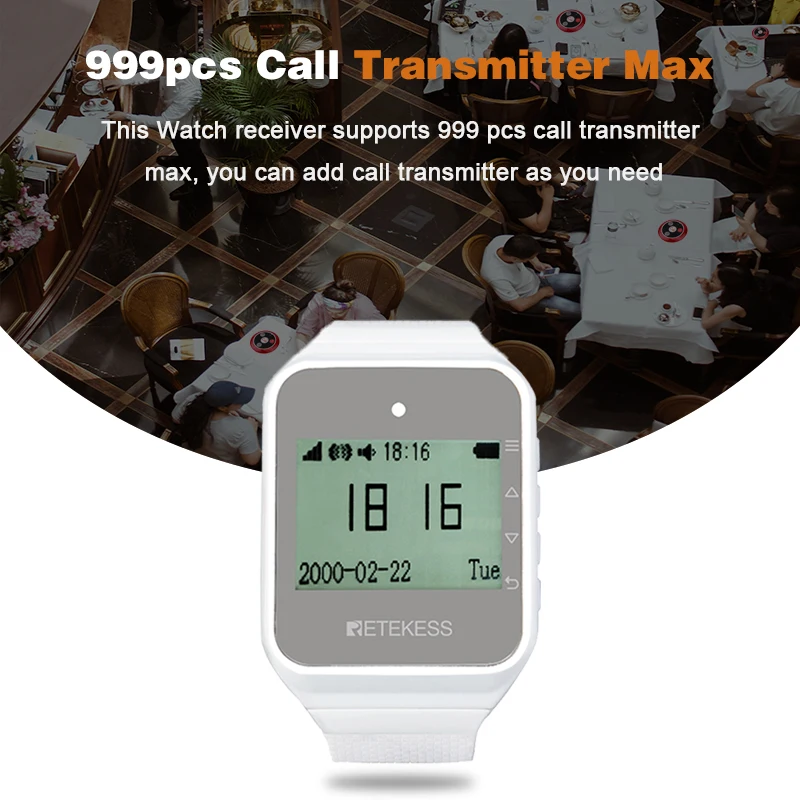 Retekess ร้านอาหาร Pager Hookah Wireless Calling System TD108นาฬิกา + 10Pcs T117เครื่องส่งสัญญาณปุ่มสำหรับบริการลูกค้า