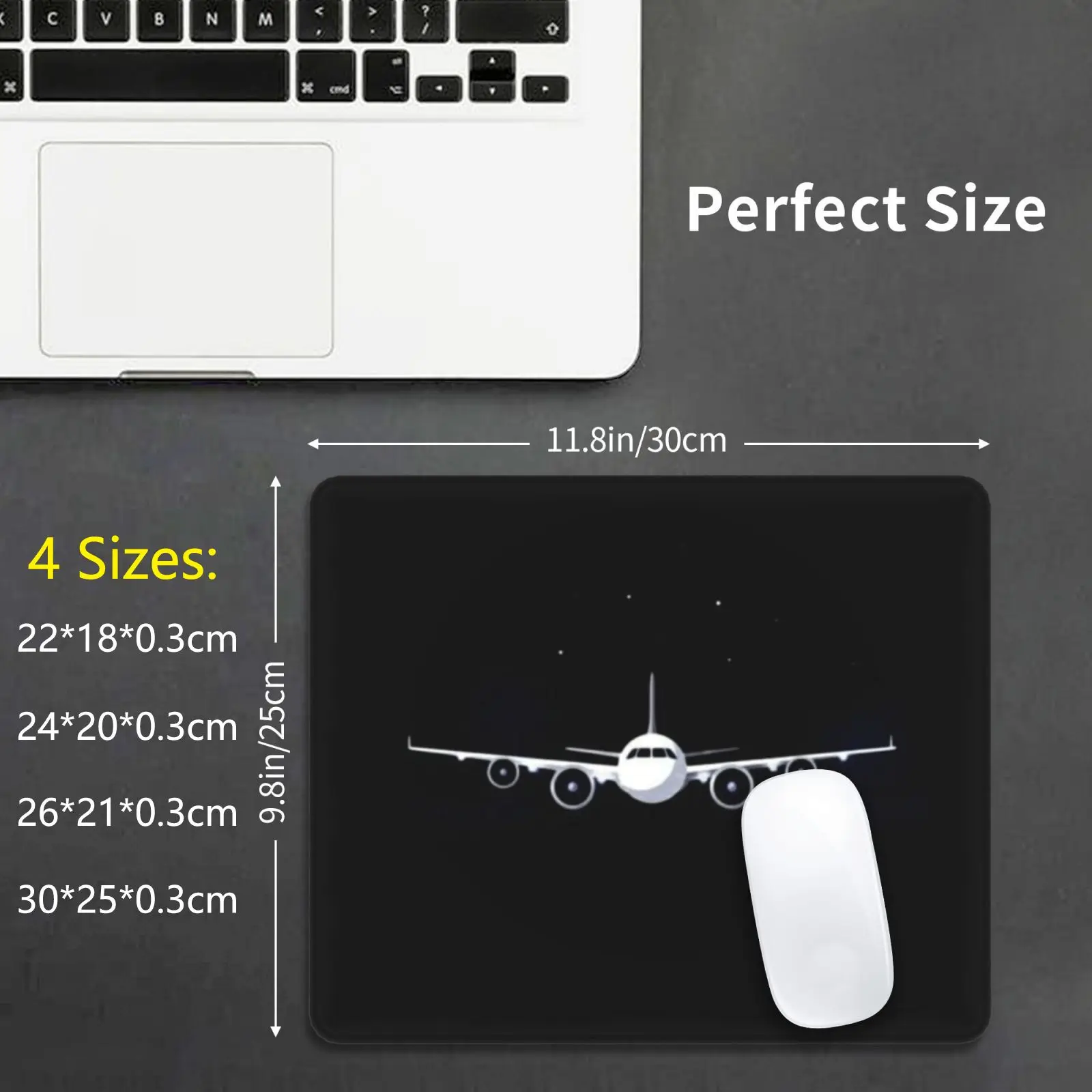 Aeroplane Incomming Image Mouse Pad DIY Print Incomming Imagee Jpg Wav Plane White Boing Airbus Black