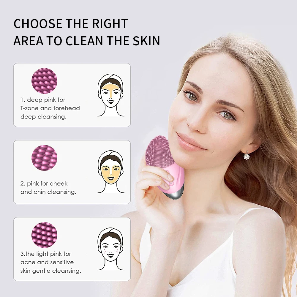 Electric Face Cleansing Brush Warm Eyes Massage Eye wrinkles Soft Silicone Face Cleanser Brush Sonic Vibration Pore Cleanser