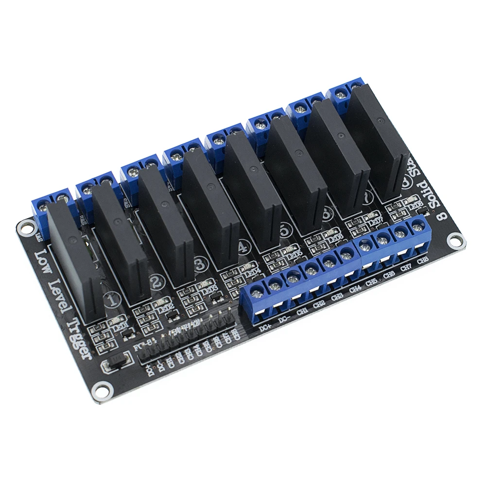 Low Level 5V 1 2 4 8 Channel Solid State Relay Module SSR G3MB-202P 240V 2A Output With Resistive Fuse