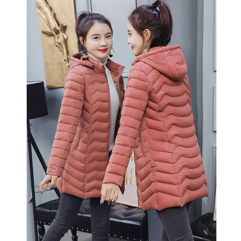 UHYTGF Women Winter Jacket Thin And Light Down Jacket Parkas Mujer Hooded Casual Female Winter Cotton Coat 6XL Big Size Top 778