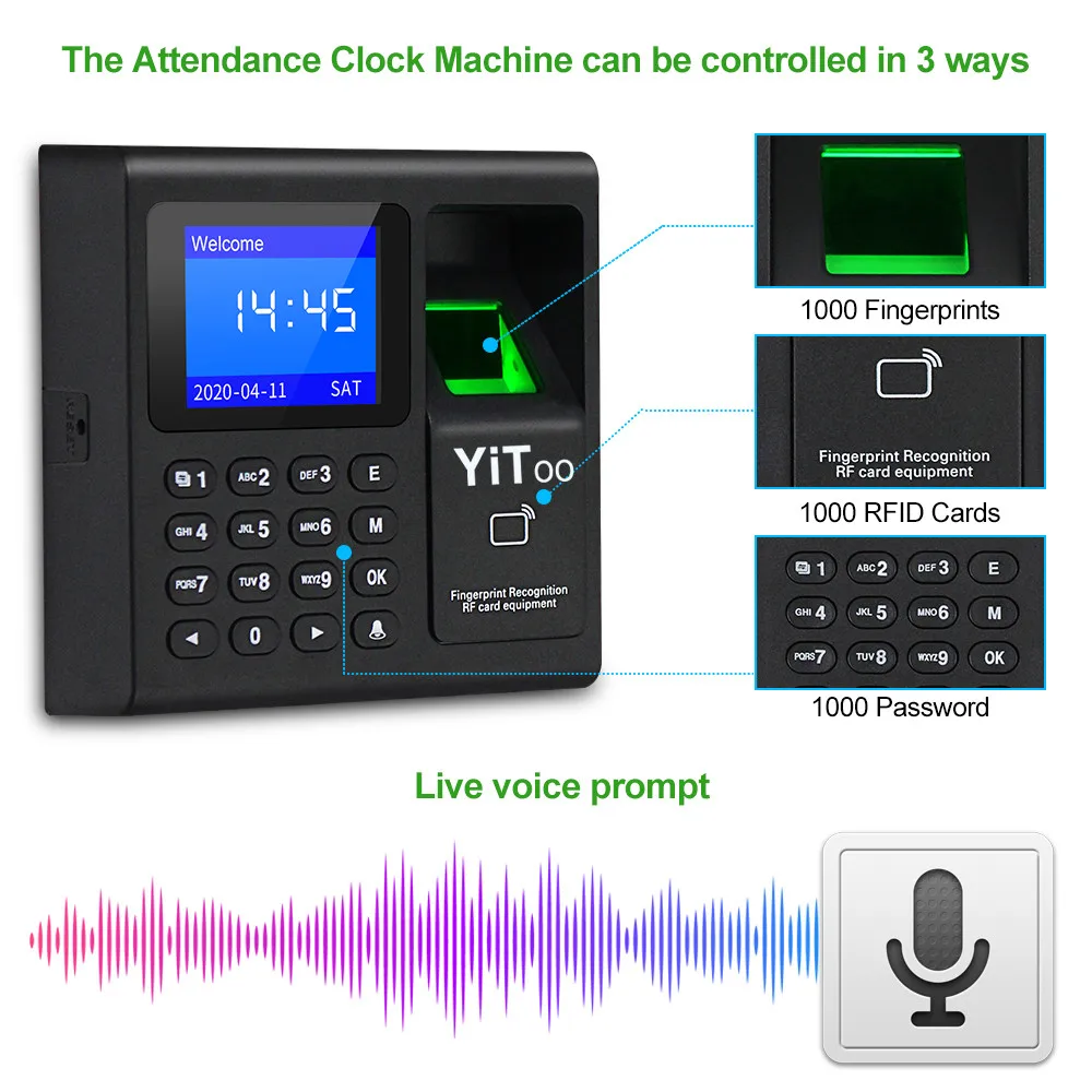 YiToo Complete Fingerprint Password Access Control Set Attendance Check Electronic Smart Door Lock Power Supply Biometric Lock