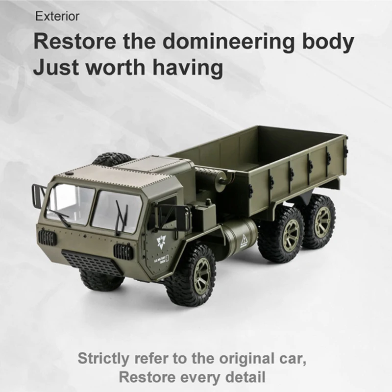 Remote Control  Scale Wheeled Truck 1:16 Remote Control Vehicle Model Six Wheel Drive Cross Country Simulation Military Card Rc