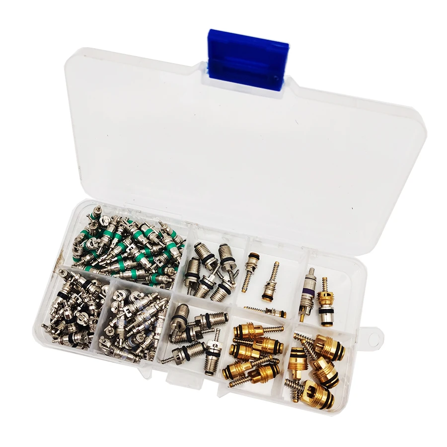 134pcs/box A / C Valve Core Valves R134A Automotive Air Conditioning Assortment Kits