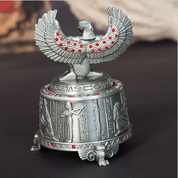 Egyptian Goddness Metal Music Box Antique Musical Item With Hand Crank Love Gift For Decoration GYP001