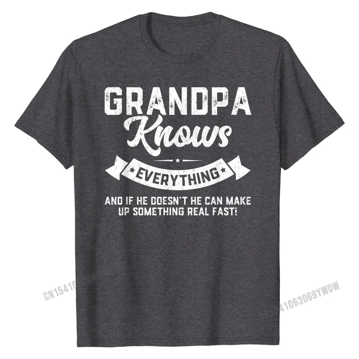 Mens Grandpa Knows Everything Shirt 60th Gift Funny Father\'s Day T-Shirt Tshirts Tops Shirt Fashion Cotton Camisa Design Men