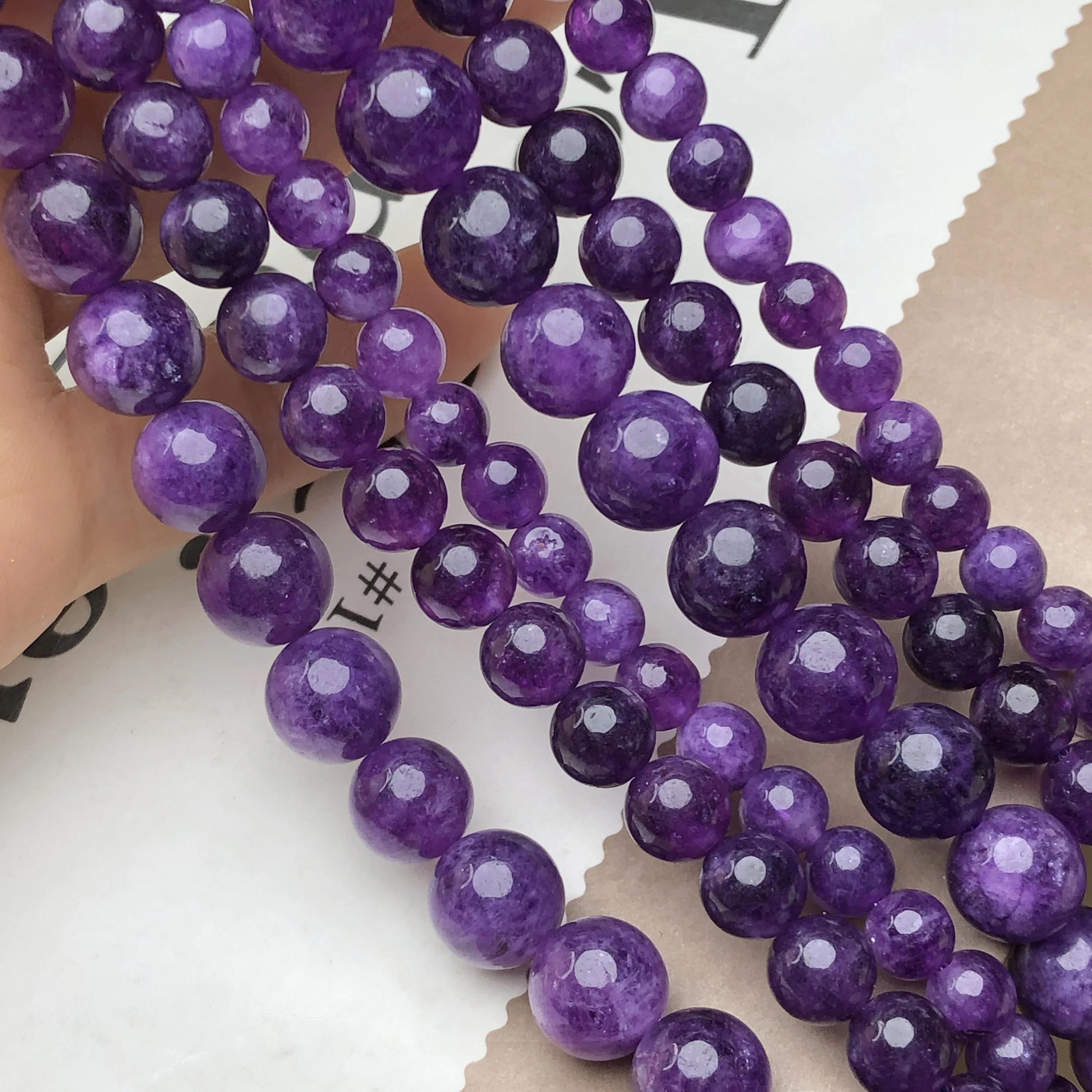 Natural Stone Amethysts Beads Round Loose Spacer Purple Crystal Beads For Jewelry Making Diy Women Bracelet Accessories 6/8/10MM