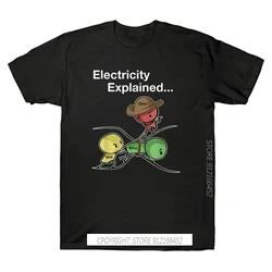 Ohm Volt Amp Electricity Explained Electrician Nerd Men's Cotton T-Shirts Harajuku O-Neck Tshirt Men Streetwear Hip Hop Top