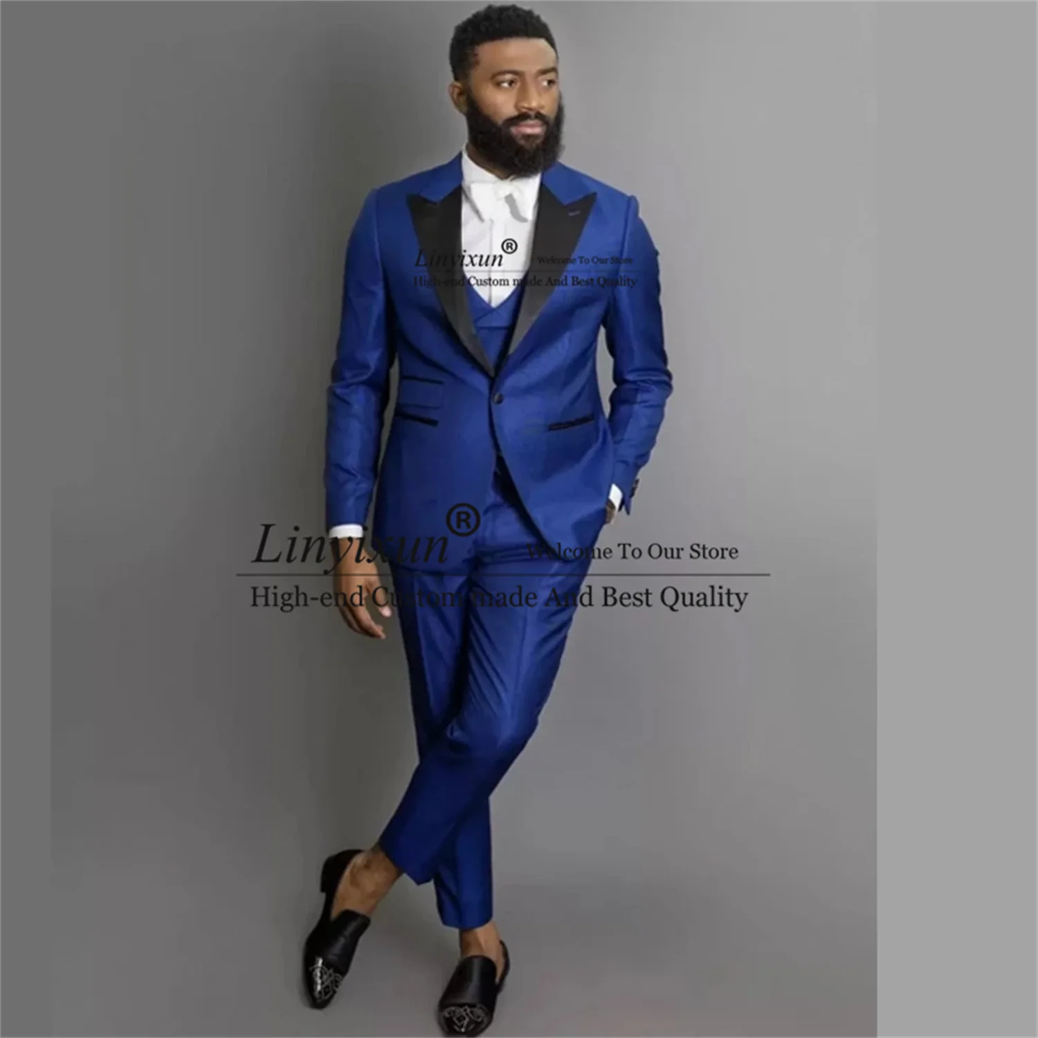 

Costume Homme Mariage Royal Blue Men Suits For Wedding Slim Fit Groom Tuxedos 3 Pieces Set Casual Male Prom Blazer Vest Pants