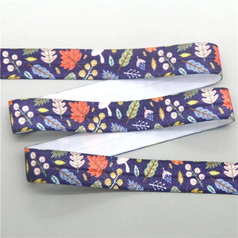 DHK 5/8\'\' 5yards ball cartoon cactus space printed Fold Elastic FOE stretch ribbon hairbow headwear headband DIY OEM E1635