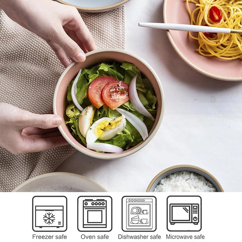 4.5/6.5/8inch European Porcelain Bowl For Grain Fruit Salad Kitchen Cereal Soup Bowl Instant Noodles Bowls Microwave Oven Safe