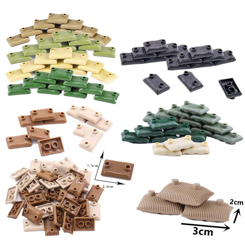 MOC Military Weapons Building Block Texture Big Sandbags Army Figure Soldier Tactical Equipment Accessories Bricks Toys Kid C251