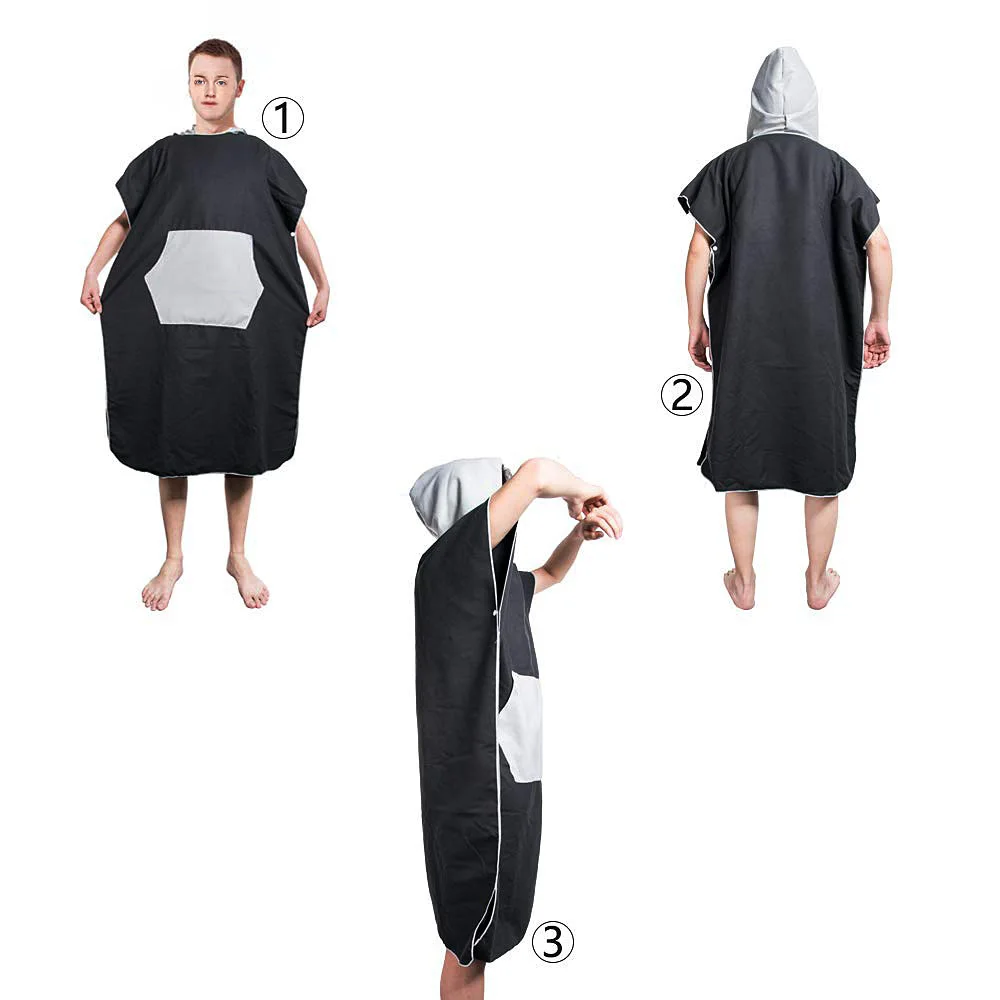 Poncho de plage en microcarence avec capuche, peignoir de bain léger, serviette à séchage rapide, combinaison pour piscine, surf, natation