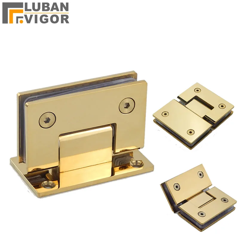 Mirror brushed surface luxury golden bathroom folder hinge 304 stainless steel  diamond-type shower glass Hinges clamp