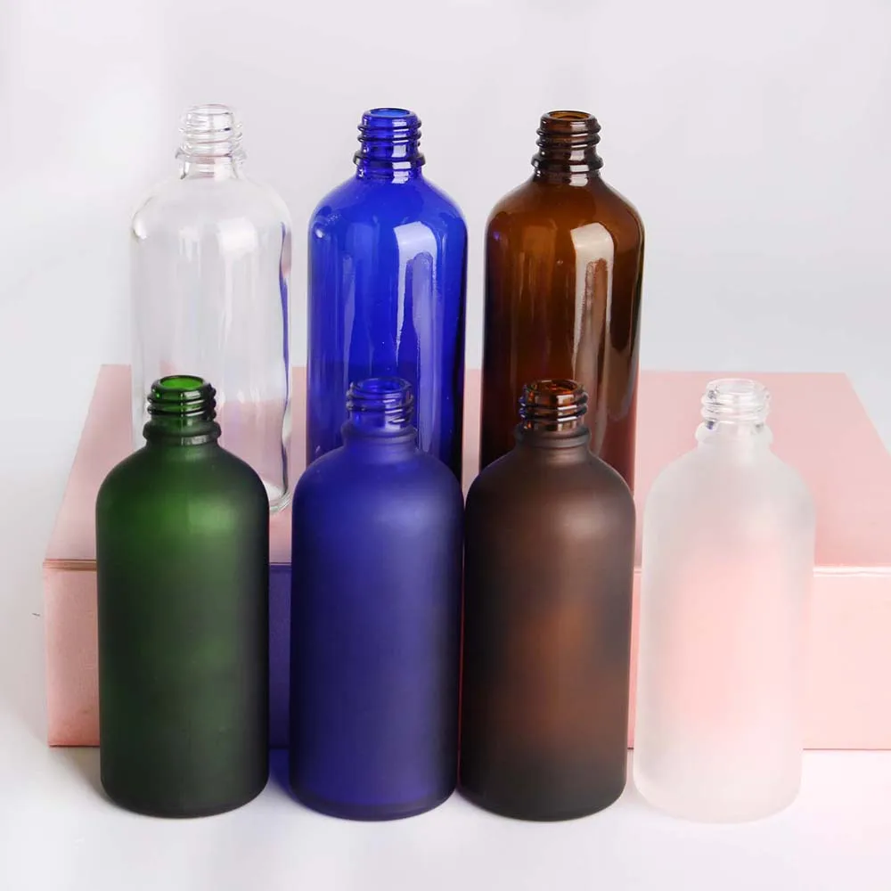 Wholesale 100Ml 50Pcs Transparent Frosted Glass Dropper Bottle Cosmetic Essential Oil Empty Bottle Packaging Container